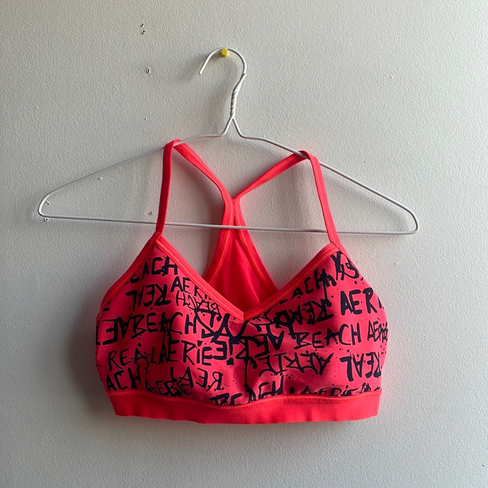 Aerie Sports Bra Pink & Black Size M